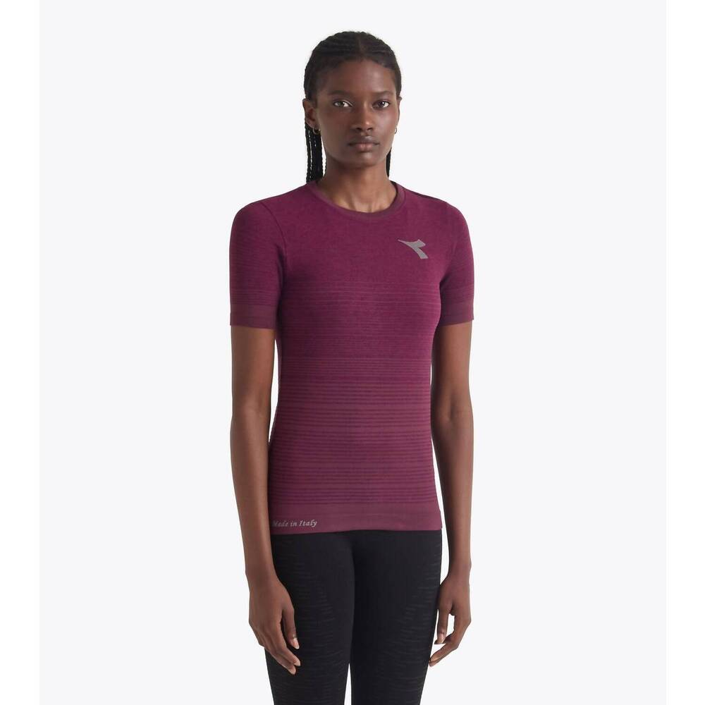 NEW DIADORA stratouno short sleeve shirt in maroon banner